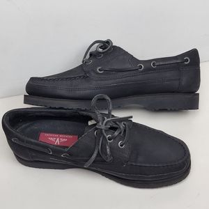 American Weekend Black Nubuck Oxford Boat Shoes, Vintage NWB, size 8